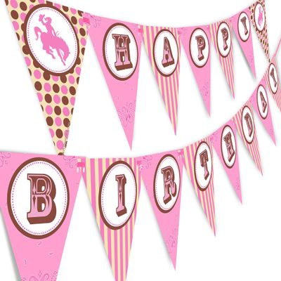 Cowgirl Happy Birthday Banner Pennant