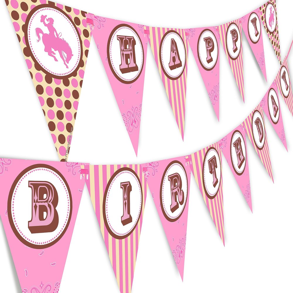 Cowgirl Happy Birthday Banner Pennant