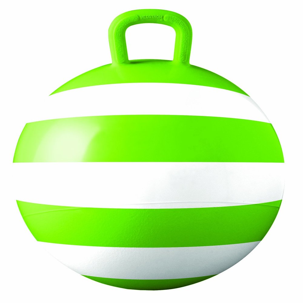 Hedstrom Green Striped Hopper Ball, Kid's Ride-on Toy, Bouncy Hopping Ball with Handle - 15 Inch