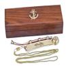 Hampton Nautical Solid Brass/Copper Boatswain (Bosun) Whistle with Rosewood Box, 6", Brass view 1