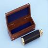 Hampton Nautical Captain's Brass/Leather Spyglass Telescope with Rosewood Box, 15", Brass view 3