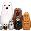 Matryoshka Dolls Northern Animals Alaska Set 7 pcs Wooden Figurines - Russian Nesting Dolls - Matryoshka Nesting Dolls view 3