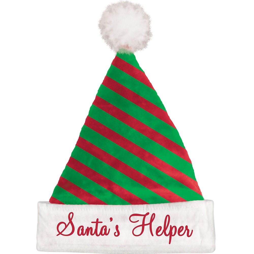 Amscan 392043 Red and Green Striped Felt Christmas Santa Hat, 15" x 12"