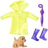 BarbieClub Chelsea Accessory Pack, Rainy Day-Themed Clothing and Accessories for Small Dolls, 4 Pieces for 3 to 7 Year Olds Include Raincoat, Umbrella and Puppy view 1
