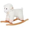 Qaba Lamb Rocking Horse Sheep, Nursery Stuffed Animal Ride On Rocker for Kids, Wooden Plush, White view 1