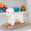 Qaba Lamb Rocking Horse Sheep, Nursery Stuffed Animal Ride On Rocker for Kids, Wooden Plush, White view 3