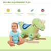 Qaba Kids Plush Ride-On Rocking Horse Toy Dinosaur Ride on Rocker Green with Realistic Sounds view 3