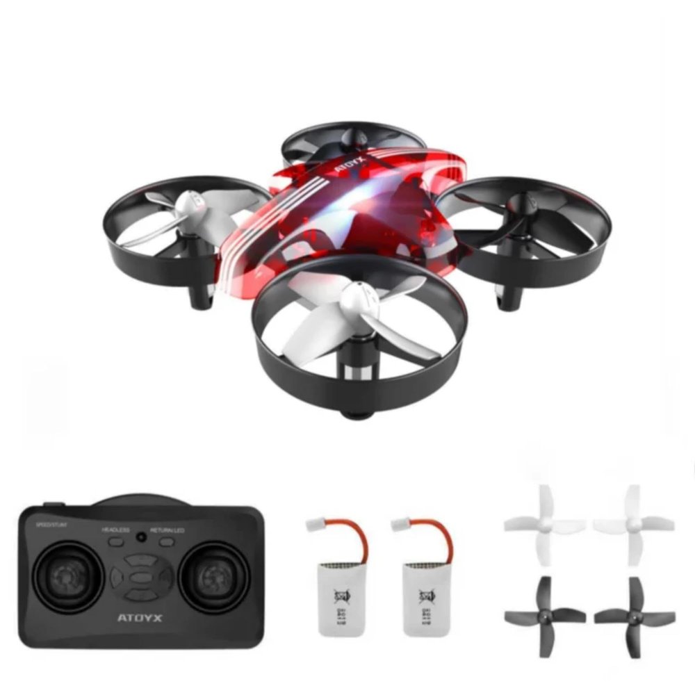 ATOYX Mini Drone for Kids & Beginners, Indoor Portable Hand Operated/RC Nano Helicopter Quadcopter,Birthday Children's Day Gift for Boys and Girls,Auto Hovering, Headless Mode & Remote Control, Red.4-blade design delivers greater stability
