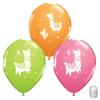 10 Pack 11" Llamas Assorted Pastel Latex Balloons with Matching Ribbons view 1