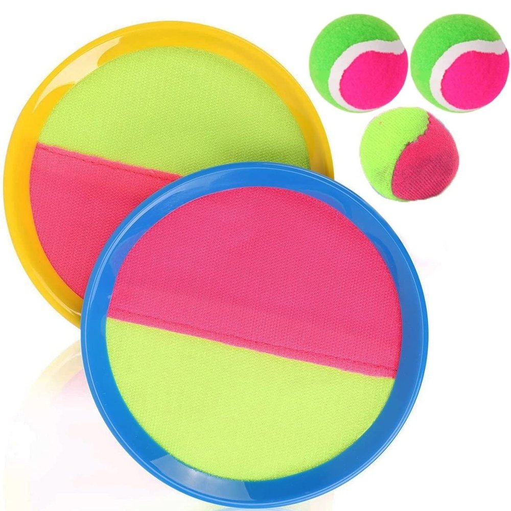 Liberty Imports Classic Toss and Catch Sports Kids Toy Paddle Game Set with 2 Paddles, 2 Sticky Balls & Bean Bag Ball