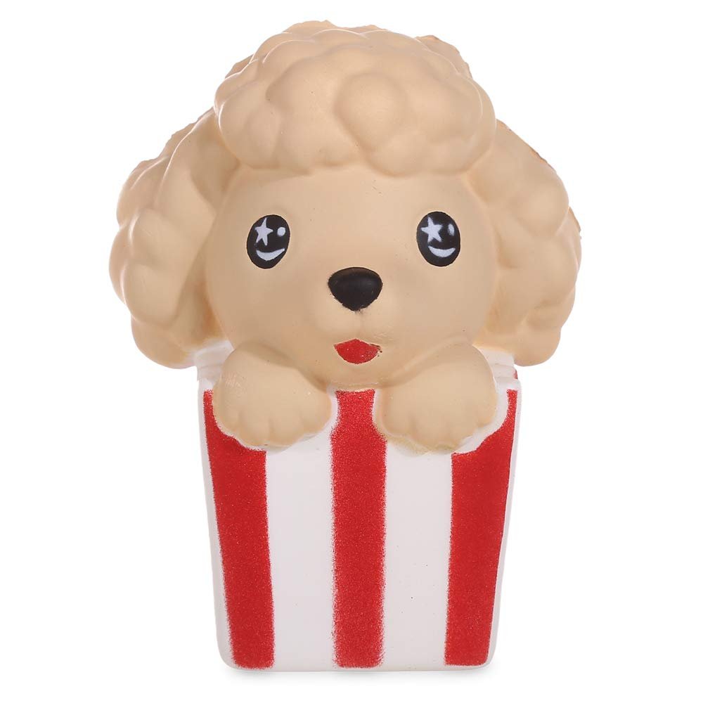 Anboor 4.3 Inches Squishies Dog Popcorn Squeeze Toys for Kids Kawaii Slow Rising Scented Stress Relief Toys Decorative Props
