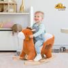 Qaba Kids Ride On Rocking Horse, Plush Animal Toy Sturdy Wooden Rocker with Songs for Boys or Girls view 2