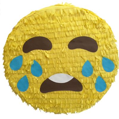 16" Yellow Round Crying Emoticon Pinata Emoticon Party Supplies