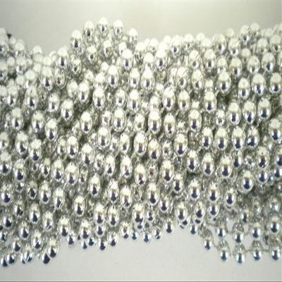 33 inch 07mm Round Metallic Silver Mardi Gras Beads - 6 Dozen (72 necklaces) [Toys & Games] Holiday Toy