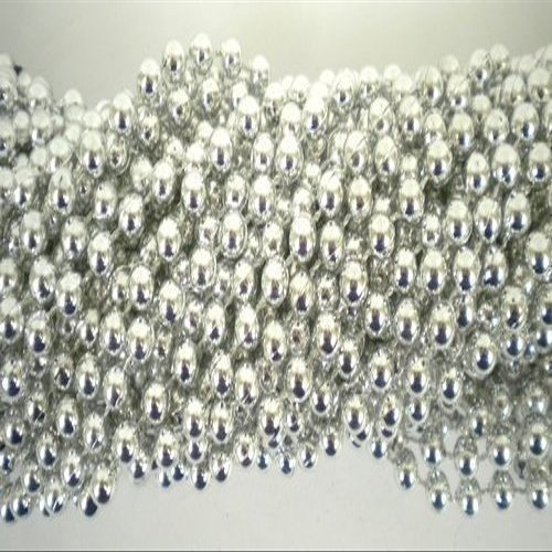 33 inch 07mm Round Metallic Silver Mardi Gras Beads - 6 Dozen (72 necklaces) [Toys & Games] Holiday Toy