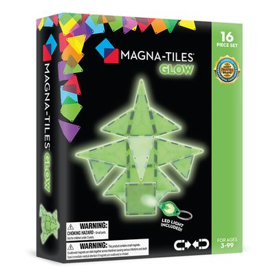 MAGNA-TILES Glow 16-Piece Magnetic Construction Set, The ORIGINAL Magnetic Building Brand