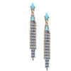 Drop Earrings With Turquoise Stone and Multi-colored Rhinestone Chain Chandelier view 1