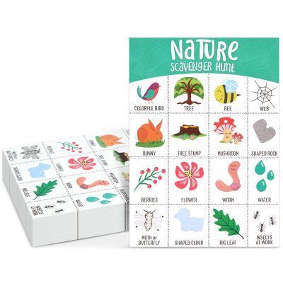 Juvale Nature Themed Scavenger Hunt Cards for Kids - Forest Scavenger Hunt Game for Kids Ages 4-8 - Camping Crafts & Outdoor Games - Party Favor Pack - Pack of 50, 5 x 7 in, Paper
