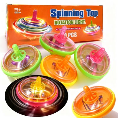 PROLOSO 100 Pcs Light Up Spinning Tops LED Flashing Spinners with Gyroscope