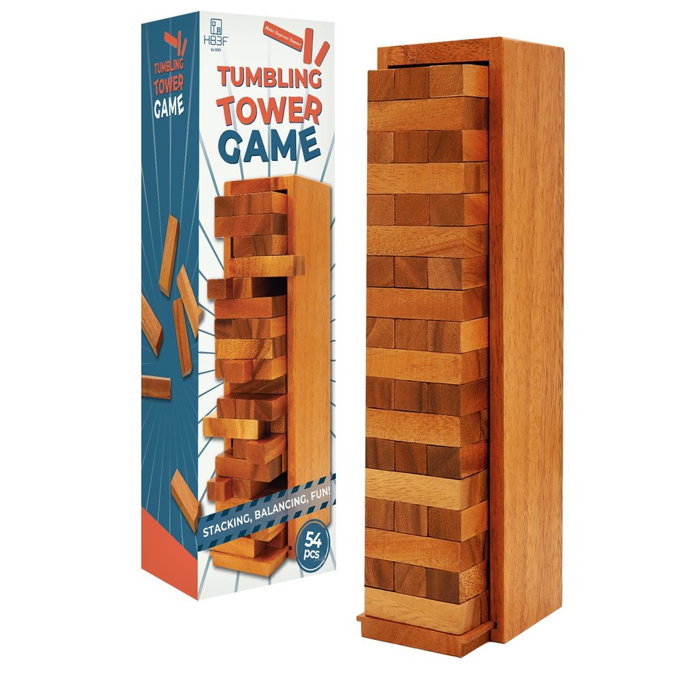 BSIRI Wooden Tumbling Tower Family Game for Senior and Adult and Classic Stacking Party Block for Challenging Your Skills Wood Stack Towers Wooden Board Seniors Games for Adults