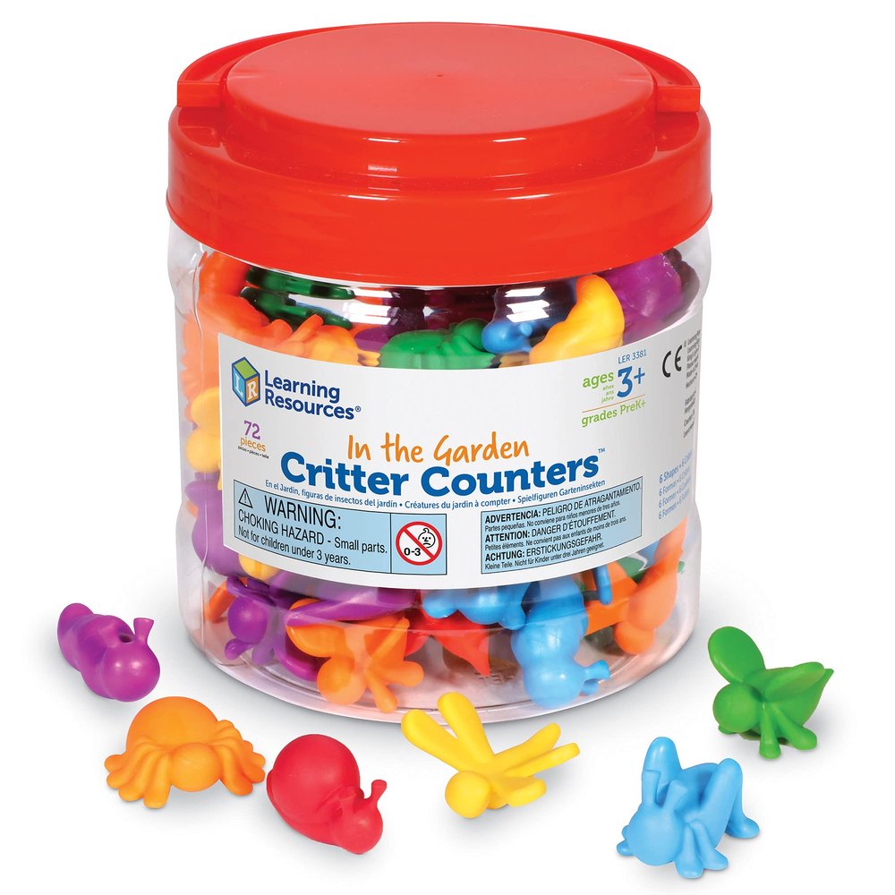 Learning Resources in The Garden Critter Counters - 72 Pieces, Ages 3+,Toddler, Learning Toys, Math Games for Kids, Math Manipulatives