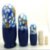 BuyRussianGifts Authentic Russian Nesting Doll Hand Painted 5 Piece Wooden Doll Set 5 inch Tall Blue Gold Color view 4