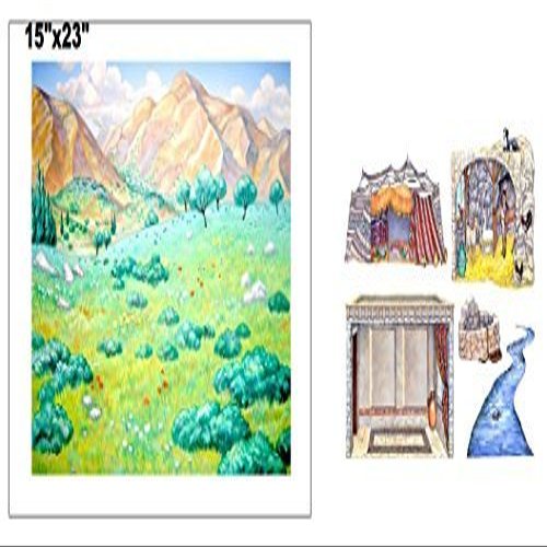 Hillside Meadow Flannel Board Cover & Overlays- River Stone Well Stable Tent Interior Scripture Stories Bible- Precut