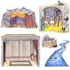 Hillside Meadow Flannel Board Cover & Overlays- River Stone Well Stable Tent Interior Scripture Stories Bible- Precut view 4