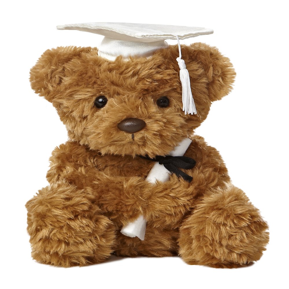Aurora Commemorative Graduation Wagner Bear Stuffed Animal - Soft Keepsake for Graduates - A Gift of Affection to Express Congratulations - White Cap 7 Inches