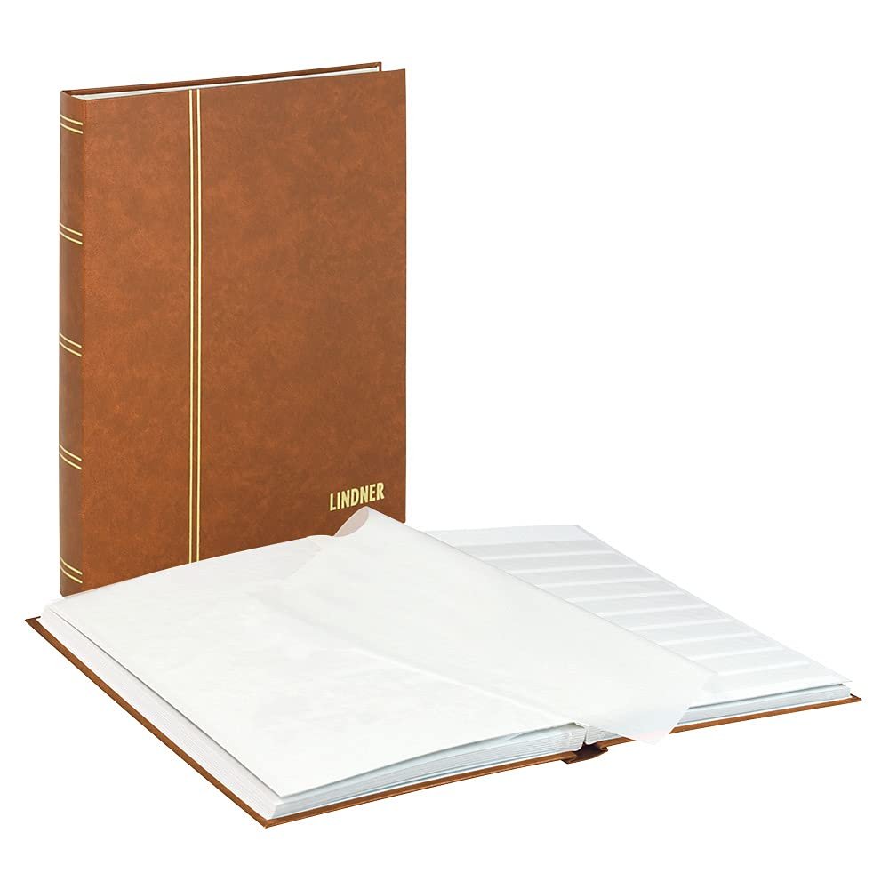 Stockbook STANDARD, brown, unpadded, 32 white pages, glassine strips, 9,05x12,00 inches
