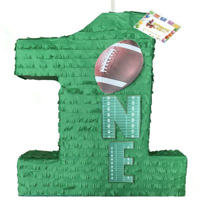 20" Tall Green Number One Football Pinata Touchdown Birthday Party Decoration First Birthday Football Themed