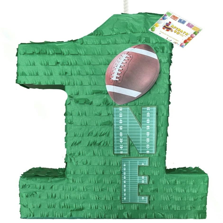 20" Tall Green Number One Football Pinata Touchdown Birthday Party Decoration First Birthday Football Themed