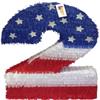 20" Tall Patriotic Number Two Pinata 4th of July Pinata Second Birthday Independence Day Red White Blue view 1