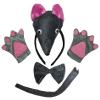 3D Mouse Headband Bowtie Tail Gloves 4pc Children Costume Birthday or Party (One Size) Grey view 1
