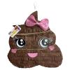 Adorable Poop Emoji Pinata with Pink Glitter Bow and Googly Eyes Customizable Emoji Pinata Perfect for Kids Birthday Parties Fun Celebrations and Decorations Themed Events Supplies,19 Inches view 1