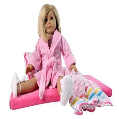 18" Doll Mattress & Bedding Set - Pink Chevron