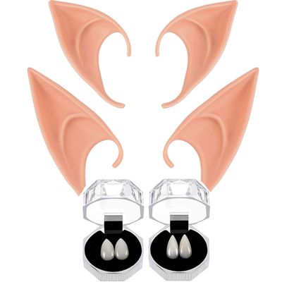 Geek-M Vampire Fangs Teeth+Latex Elf Ears,Fairy Pixie Soft Ear Halloween Party Cosplay