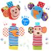 Baby Rattle,URUTOREO Baby Wrist Rattle and Foot Rattles Finder Socks Set, Developmental Soft Animal Rattles Monkey and Elephant Socks Toys Infant Baby Toys (4 Pcs) view 1