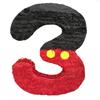 20" Tall Black & Red Number Three Pinata Third Birthday Party Supplies Decorations Mouse Themed Party view 1
