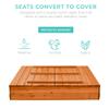 Best Choice Products Large Outdoor Wooden Sand Box for Kids, Sandbox with Cover, Bench Seats Support up to 220 lbs, Bottom Liner for Drainage, Cedar Wood - Brown view 3