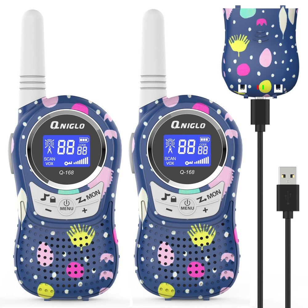 Qniglo Walkie Talkies for Kids - Rechargeable Kids Walkie Talkies with Clear Sound, Long Range - Perfect Birthday for 3-8 Year Old Boys Girls - Outdoor Adventures, Camping, Hiking