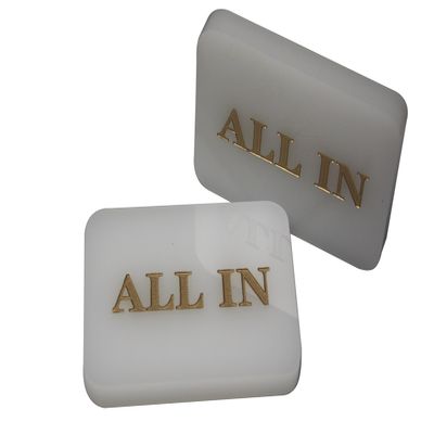 MRC POKER Lot of 4pcs Acrylic All in Button Casino Quality Plaque Dealer Button Large White