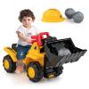 Costzon Ride on Excavator, Ride on Construction Vehicles w/Helmet, 3 Toy Stones, Realistic Sound, Adjustable Bucket & Under Seat Storage, Bulldozer Ride on Toy Gift for Kids Boys & Girls view 1