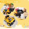 Costzon Ride on Excavator, Ride on Construction Vehicles w/Helmet, 3 Toy Stones, Realistic Sound, Adjustable Bucket & Under Seat Storage, Bulldozer Ride on Toy Gift for Kids Boys & Girls view 2