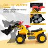 Costzon Ride on Excavator, Ride on Construction Vehicles w/Helmet, 3 Toy Stones, Realistic Sound, Adjustable Bucket & Under Seat Storage, Bulldozer Ride on Toy Gift for Kids Boys & Girls view 4