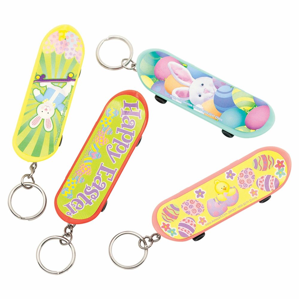 Amscan Easter Skateboard with Keychain, 3 1/8" x 1", 1 Pc, Multi-color