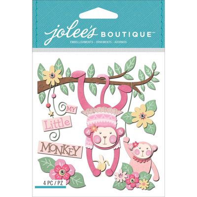 Jolee's Boutique Dimensional Stickers, Baby Girl My Little Monkey