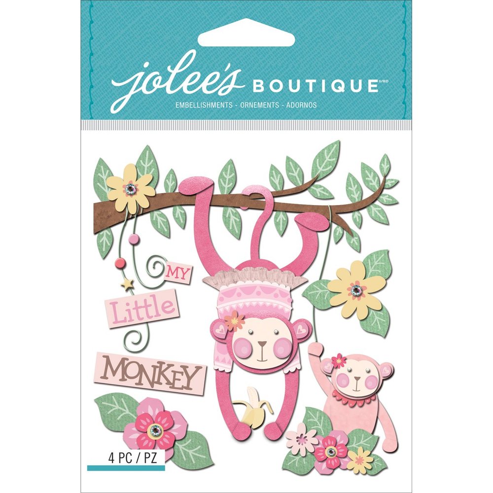 Jolee's Boutique Dimensional Stickers, Baby Girl My Little Monkey