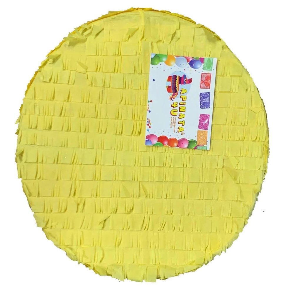 APINATA4U 16" Round Blank Pinata Yellow Color Great to Create Your Own Themed Pinata DIY