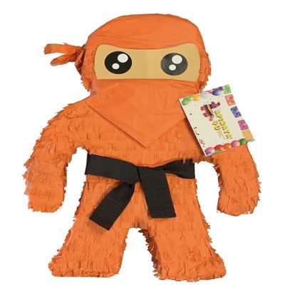 20" Tall Orange Ninja Pinata Ninja Themed Birthday Party Martial Arts Karate Black Belt